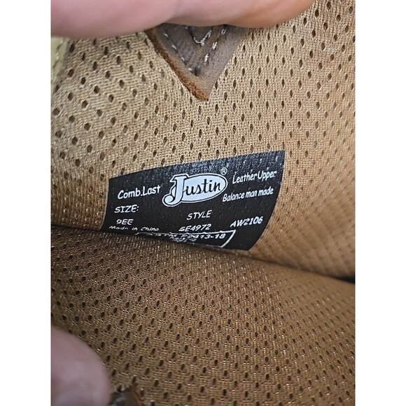 Justin Men's SE4972 Derrickman 11" Steel Toe Waterproof Boot Brown Green 9EE - Picture 5 of 7